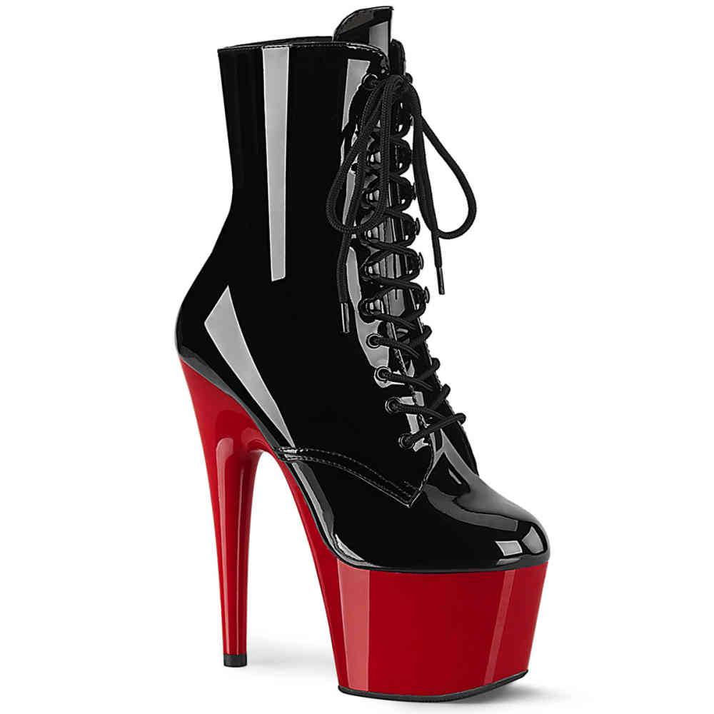 Pleaser - ADORE1020 Plateau Laarzen, Paaldans schoenen - Paaldans schoenen - Zwart/Rood Product image